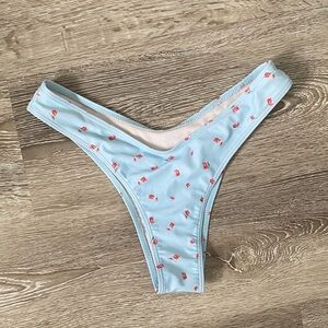 *Free with purchase* Light Blue Bikini Bottom with Red Floral Print